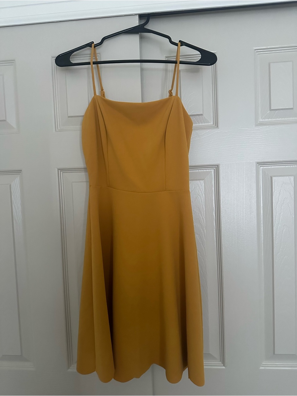Soprano Mustard Spaghetti-Strap A-Line Mini Dress